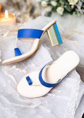 Stripe it with Cream- Color blocked Heel Kolhapuri